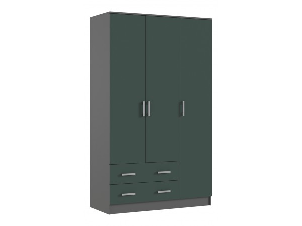 Шкаф 3-створчатый Изумрудный Кромка Графит, Графит