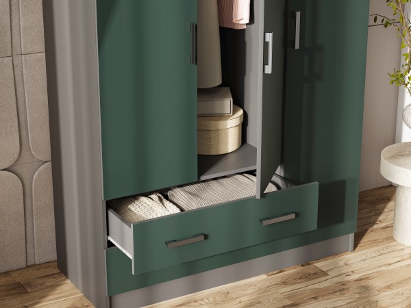 Шкаф 3-створчатый Изумрудный Кромка Графит, Графит