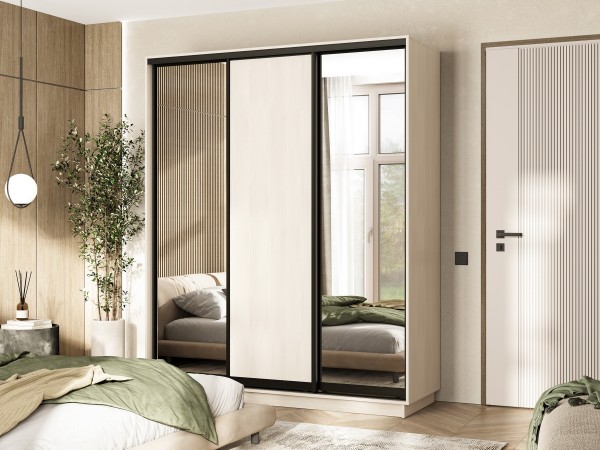 Шкаф-купе Тринити New 1800 Сандал светлый два зеркала