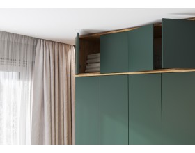Норд Антресоль к шкафу 6-створчатому Изумрудный Кромка Изумруд, Дуб Крафт