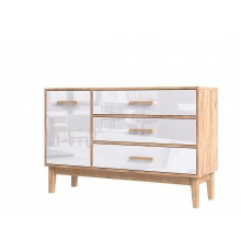 Кельн Комод 1 дверь 3 ящика 1200 Белый Глянец, Дуб Крафт