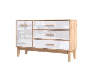 Кельн Комод 1 дверь 3 ящика 1200 Белый Глянец, Дуб Крафт