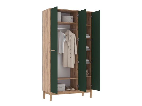 Кельн Шкаф 3-створчатый Изумрудный, Дуб Крафт