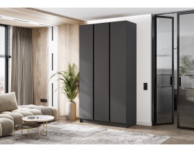 Келвин Шкаф 3-створчатый 1200 Графит, Графит вставка чёрная