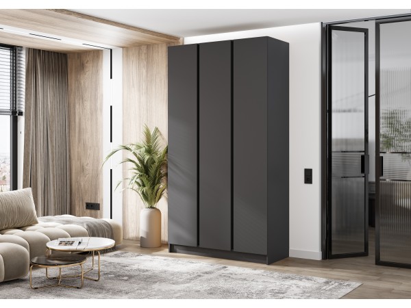 Келвин Шкаф 3-створчатый 1200 Графит, Графит вставка чёрная