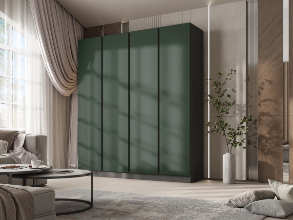 Келвин Шкаф 4-створчатый 2000 Изумрудный, Графит вставка чёрная