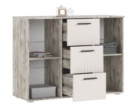 Сильвия Комод 3 ящика 2 двери 1200 Кашемир, Дуб Юкон