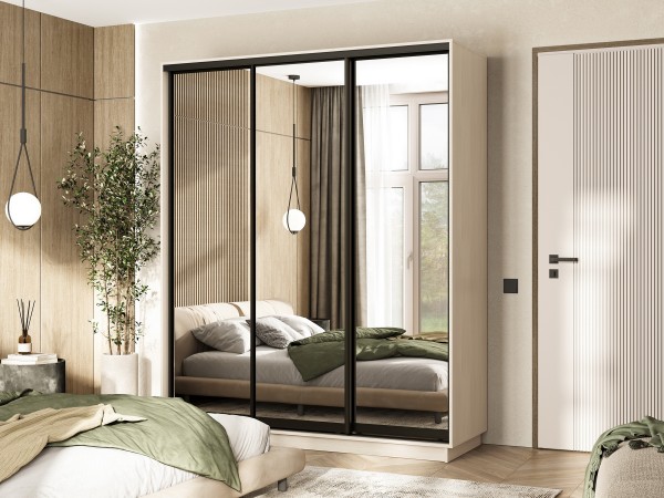 Шкаф-купе Тринити New 1800 Сандал светлый три зеркала