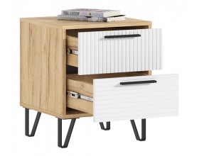 Флэш Тумбы прикроватные 2 шт. Браш Вайт, Дуб Крафт