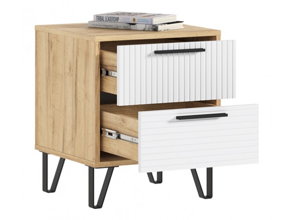 Флэш Тумбы прикроватные 2 шт. Браш Вайт, Дуб Крафт