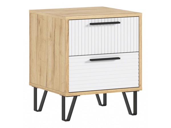 Флэш Тумбы прикроватные 2 шт. Браш Вайт, Дуб Крафт