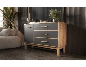 Кельн Комод 1 дверь 3 ящика 1200 Графит, Дуб Крафт