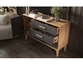 Кельн Комод 1 дверь 3 ящика 1200 Графит, Дуб Крафт