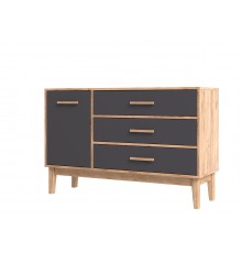 Кельн Комод 1 дверь 3 ящика 1200 Графит, Дуб Крафт