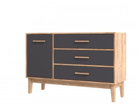 Кельн Комод 1 дверь 3 ящика 1200 Графит, Дуб Крафт