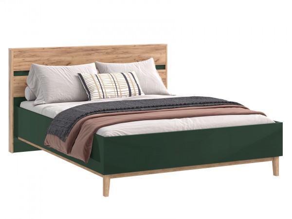 Кельн Кровать 1,6м Изумрудный, Дуб Крафт