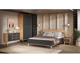 Кельн Комод 1 дверь 3 ящика 1200 Графит, Дуб Крафт