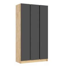 Келвин Шкаф 3-створчатый 1200 Графит, Дуб Крафт вставка чёрная