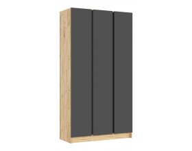 Келвин Шкаф 3-створчатый 1200 Графит, Дуб Крафт вставка чёрная