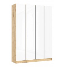 Келвин Шкаф 4-створчатый 1600 Белый Глянец, Дуб Крафт вставка чёрная