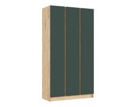 Келвин Шкаф 3-створчатый 1200 Изумрудный, Дуб Крафт вставка крафт
