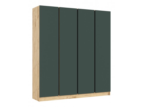 Келвин Шкаф 4-створчатый 2000 Изумрудный, Дуб Крафт вставка чёрная