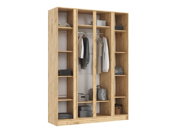 Келвин Шкаф 4-створчатый 1600 Изумрудный, Дуб Крафт вставка крафт