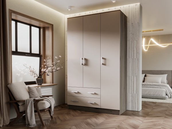 Шкаф 3-створчатый Кашемир, Дуб Крафт серый