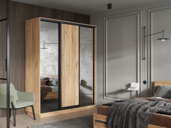 Шкаф-купе Тринити New 1800 Дуб Крафт два зеркала