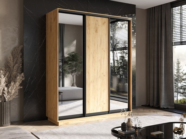 Шкаф-купе Тринити New 1800 Дуб Крафт два зеркала