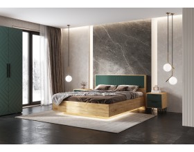 Флэш Тумбы прикроватные 2 шт. Браш Мени Грин, Дуб Крафт