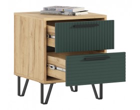 Флэш Тумбы прикроватные 2 шт. Браш Мени Грин, Дуб Крафт