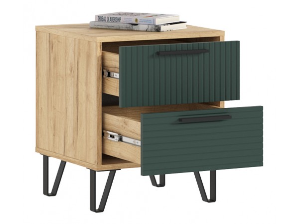 Флэш Тумбы прикроватные 2 шт. Браш Мени Грин, Дуб Крафт