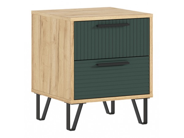 Флэш Тумбы прикроватные 2 шт. Браш Мени Грин, Дуб Крафт