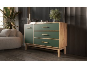 Кельн Комод 1 дверь 3 ящика 1200 Изумрудный, Дуб Крафт