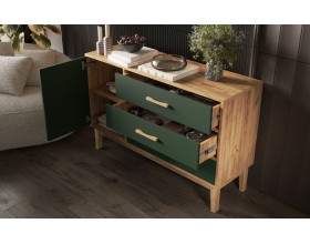 Кельн Комод 1 дверь 3 ящика 1200 Изумрудный, Дуб Крафт