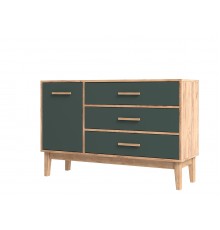 Кельн Комод 1 дверь 3 ящика 1200 Изумрудный, Дуб Крафт