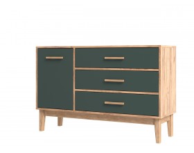Кельн Комод 1 дверь 3 ящика 1200 Изумрудный, Дуб Крафт
