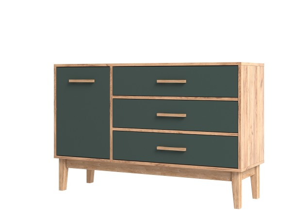 Кельн Комод 1 дверь 3 ящика 1200 Изумрудный, Дуб Крафт