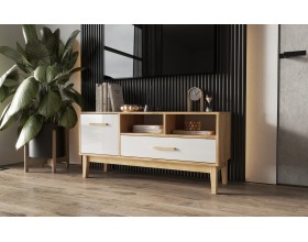 Кельн Тумба ТВ 1200 Белый Глянец, Дуб Крафт