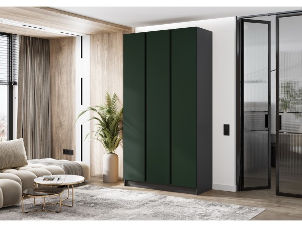 Келвин Шкаф 3-створчатый 1200 Изумрудный, Графит вставка чёрная