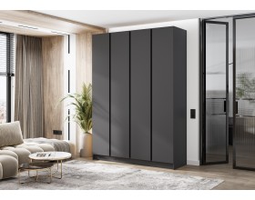 Келвин Шкаф 4-створчатый 1600 Графит, Графит вставка чёрная