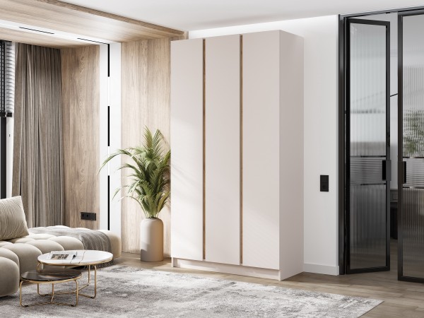 Келвин Шкаф 3-створчатый 1200 Кашемир, Кашемир вставка крафт