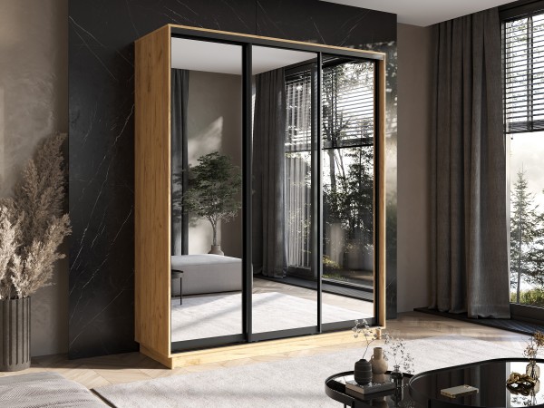 Шкаф-купе Тринити New 1800 Дуб Крафт три зеркала