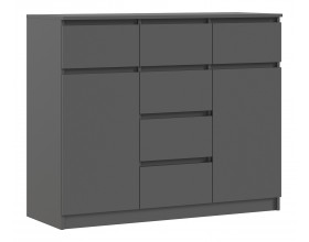 Челси Комод 1200 2 двери 6 ящиков Графит, Графит