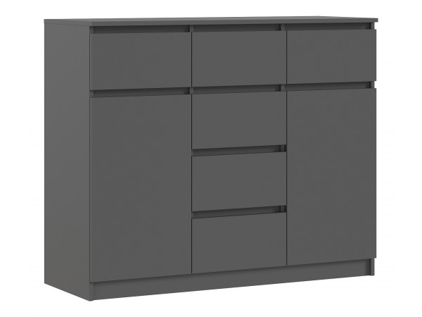 Челси Комод 1200 2 двери 6 ящиков Графит, Графит