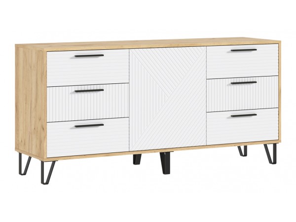 Флэш Комод 1500 Браш Вайт, Дуб Крафт