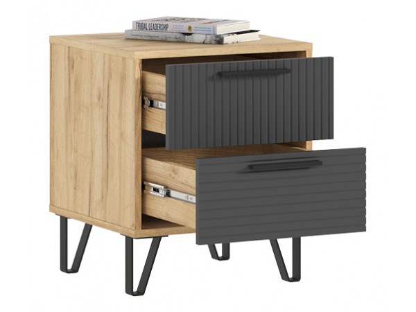 Флэш Тумбы прикроватные 2 шт. Браш Графит, Дуб Крафт