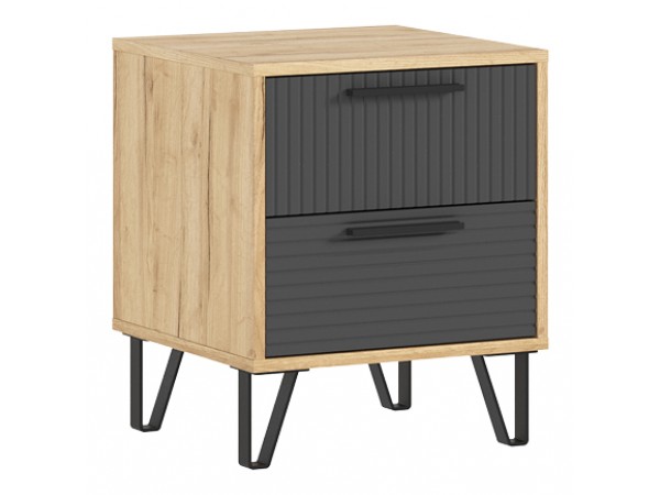 Флэш Тумбы прикроватные 2 шт. Браш Графит, Дуб Крафт