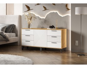 Флэш Комод 1500 Браш Вайт, Дуб Крафт